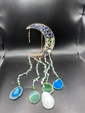 Handcrafted Crescent Moon Agate Stone Beads Gemstone Accents Fairycore Boho Myst